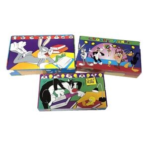 Lot 3 Vintage Looney Tunes Pencil Boxes 1990s Sylvester Tweety Bugs Bunny School